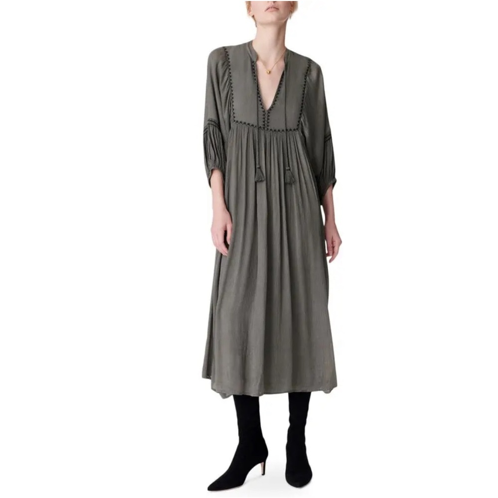 Vanessa Bruno Veronica Boho Chic Midi Dress Grey Size 6 - EU 38
